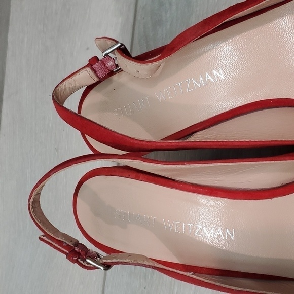 Stuart Weitzman Womens Ankle Suede Slingback Wedge Sandals shoes sz 7.5M - Picture 6 of 13